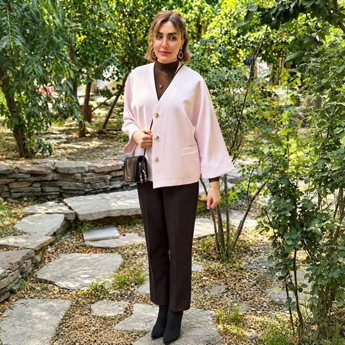 کت تک زنانه طرح کیمونو دکمه دار